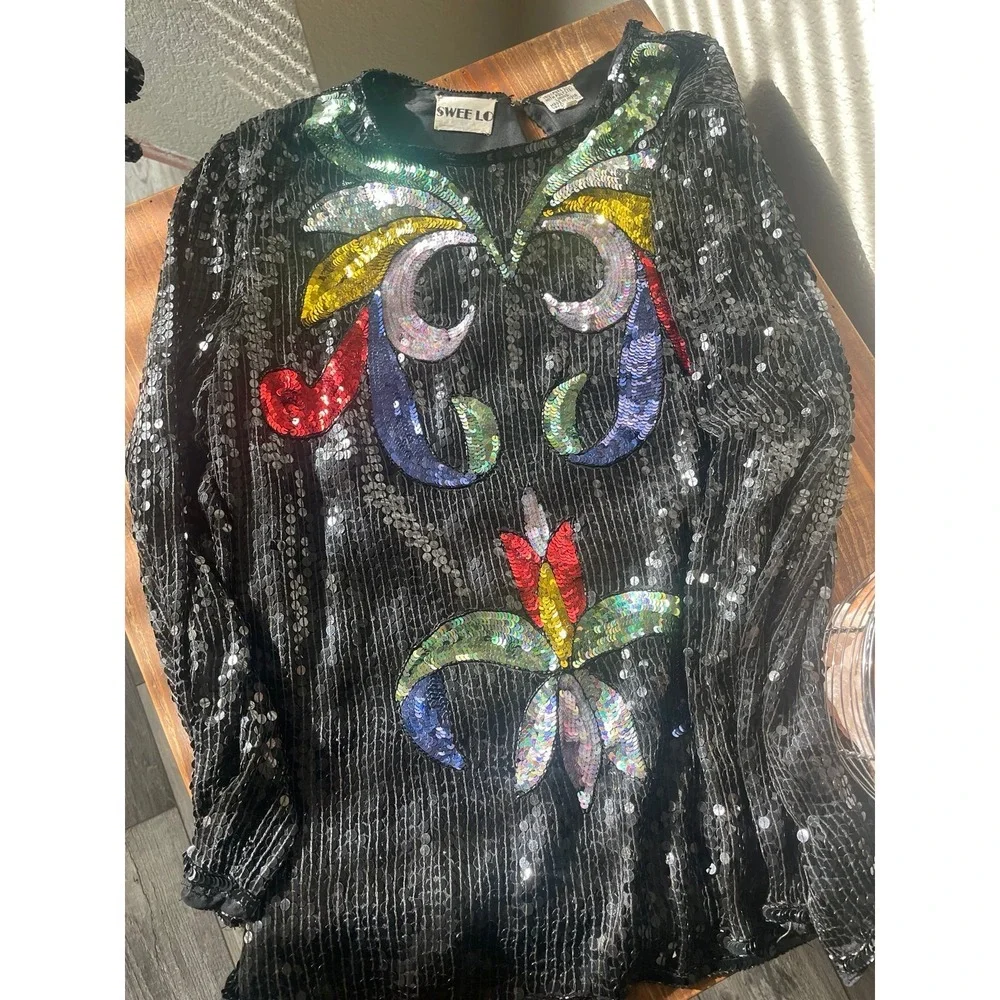 Swee Lo Vintage 80's Silk Blouse. Size Medium. - Picture 2 of 5